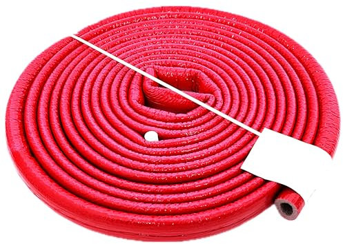 Isolierschlauch Rohrisolierung 10 m Rolle x Ø 18 mm / 6 mm Rot| Heizungsrohr Isolierung mit Schutzhaut | Warmwasserleitung Heizung | Rohr Dämmung Schlauch Rohrdämmung