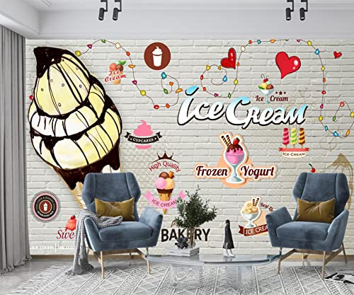 Papier peint mural 3D à motif crème glacée - Impression haute définition avec motif de crème glacée colorée - 400 x 280 cm - Peinture murale panoramique - Idéal pour la décoration murale
