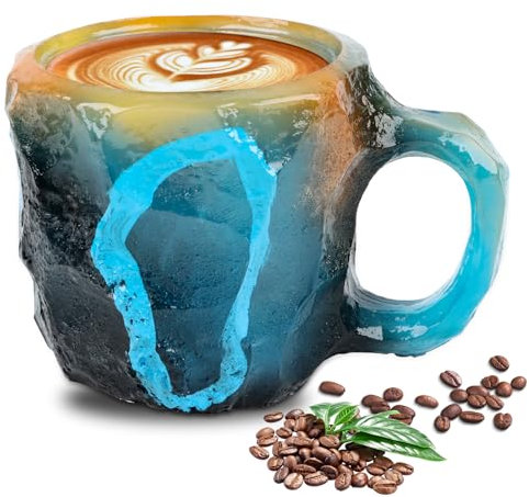 Taza de café de cristal mineral, tazas de cristal mineral natural, taza de café de cristal mineral, tazas de café con asa para té con leche, chocolate caliente