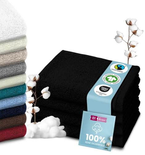 B!HOME 4er Set Premium Duschtücher [100% Baumwolle] 70x140 cm, schwarz/große Handtücher Weich, Saugstark & Pflegeleicht/Badetuch Perfekt für Bad, Strand & Reisen