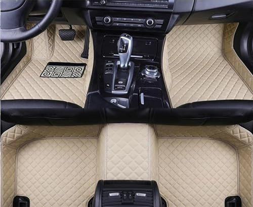 Autofussmatte Für Skoda Für Kodiaq NS7 2017-2020 2021 2022 7 Sitz Custom Car Fußmatten Auto Teppiche wasserdichte Innen Teile Auto Fußmatten Set(Beige)