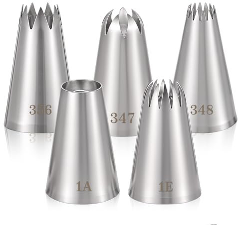 Lot de 5 douilles extra larges en acier inoxydable sans couture pour glaçage de cupcakes d'anniversaire
