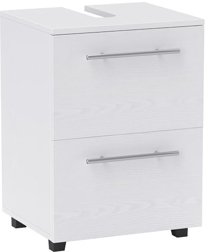 HOMCOM Waschbeckenunterschrank Unterschrank mit Schrankfach Schublade Badezimmerschrank Waschtischunterschrank Badschrank für Badezimmer 41,5 x 35,5 x 59 cm Weiß