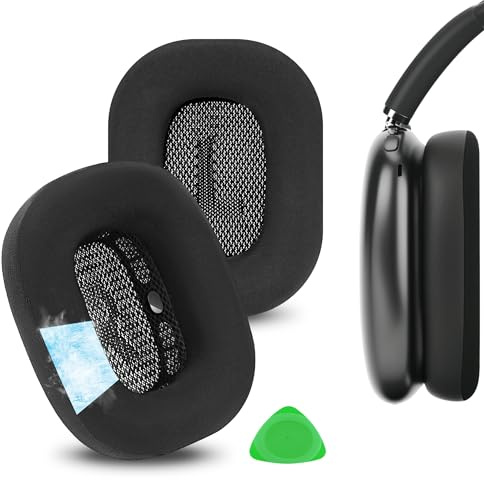 Geekria Sport Kühlgel Ersatz-Ohrpolster für Apple AirPods MAX (A3184) (A2096) Kopfhörer, Ohrpolster, Reparaturteile (schwarz)