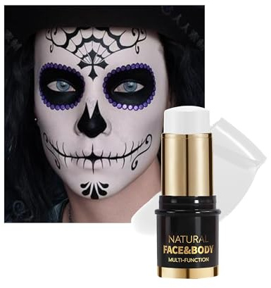 Bodypainting Farben, Weiß Matt Body and Face Paint Stick, Vegan Öl Creamy Blendable Stick, Waschbar Körperfarbe Gesichtsfarbe Schminkstifte for Weihnachten Makeup Theaterschminke Fasching Cosplay-01