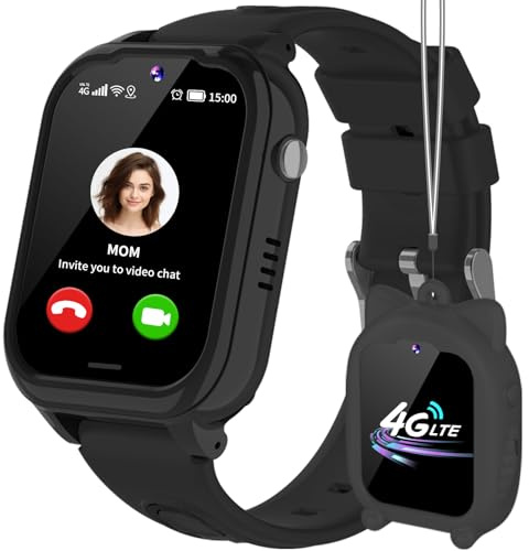 JUBUNRER 4G Montre Connectée Enfant GPS Tracker WiFi Appel Vidéo SOS Calculatrice Réveil Podometre Jeux Carte d'apprentissage Mode Classe Étanche Traceur GPS Enfant Garcon Fille