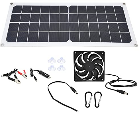 Pannello solare fotovoltaico da 10 W, con doppia porta USB, per auto, barca, aereo, satelliti, kit con ventilatore per attività all'aperto