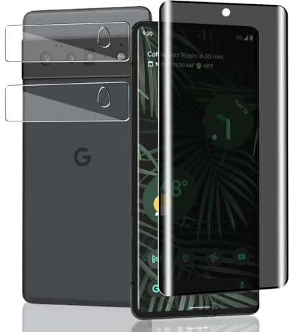 Jaavkkma 9H Sichtschutz Schutzfolie für Google Pixel 6 Pro Panzerglas [1 Stück] + Kamera Schutzglas [2 Stück], Bläschenfrei, Anti-Spy Gehärtetes Glas Displayschutzfolie für Google Pixel 6 Pro