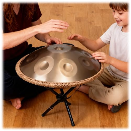 Handpan Drum 9/10/12 Töne 56cm Stahltrommel In D-Moll Kurd 432Hz Schlaginstrument Mit Weicher Tasche, Handpans Für Sound Healing, Meditation, Yoga(Silber,9)