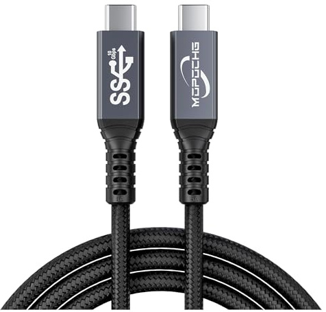 MOPOCHG USB C auf USB C Kabel 2M, USB C 3.2 Gen2 × 2, 100 W 20 V/5 A Ladekabel, Video 4K@60HZ, USB-Datenkabel Typ C 10 Gbit/s für Thunderbolt 3, iPhone 17 16 15, Monitor, Laptop, Hub, SSD, Display