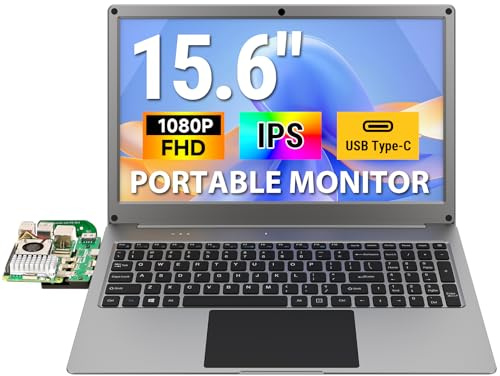 ELECROW Tragbarer Monitor 15,6 Zoll 1080P FHD Lapdock mit integrierter Tastatur – Kompatibel mit Raspberry Pi 5/4/3, Mini-PC, Smartphone, Laptop – CrowView Note Kleiner Monitor mit eingebautem Akku