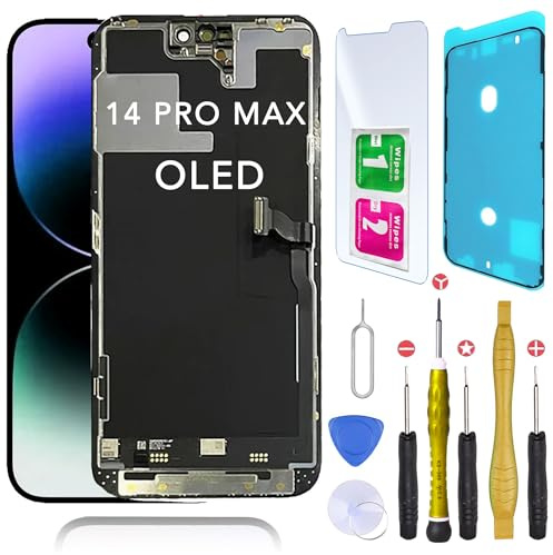 CINQ TEQ Ecran OLED Remplacement iPhone 14 Pro Max avec Joint Ecran +Verre trempe +Kit