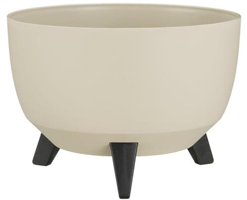 MICA Decorations Doppio Pflanzenständer - 18,5 x Ø33 cm - Blumentopf Groß für Außenbereich - Blumenständer für Balkon - Recycelter Kunststoff - Beige