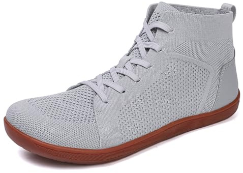 Zapatillas Minimalistas Unisex para Mujer con Puntera Ancha y Caña Alta de Lona para Cómoda (Grey, 40) #2972