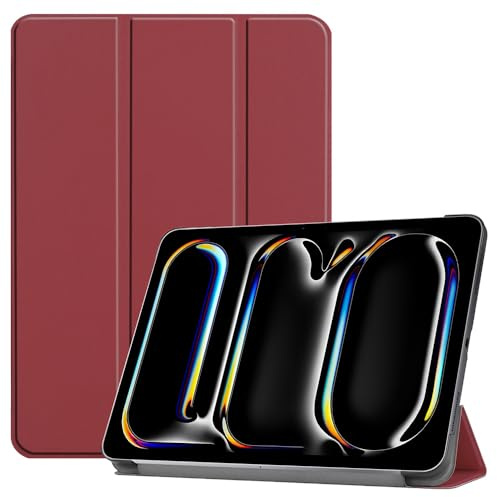 Techsuit für iPad Pro 13 2024 bis 2025 Hülle mit 360 Schutz, Mikrofaser Innenfutter, Verstellbaren Betrachtungswinkeln, Schlankem Design, Anti Fingerabdruck, FoldPro Series, PU Leder, Rot