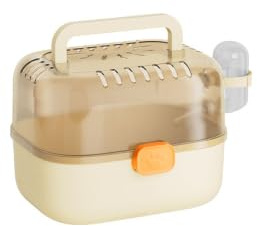 Hamster Carrier Cage, Hamster Travel Carrier with Transparent Cover, Travel Small Animal Carrier Cages With Water Bottle, Guinea Pig Carry Cages For Small Animals