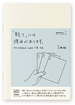 Midori 15208006 - Taccuino MD, luce, libro in brossura, a griglia, 3 quaderni