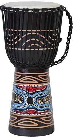 35cm Profi Djembe Trommel Bongo Drum Buschtrommel Percussion Motiv Buntes Muster Afrika Art - (Für Kinder im Vorschul Alter)