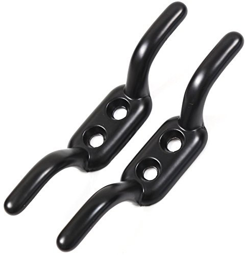 2X Heavy Duty 110mm Cleat Hooks - Metal Rope Tiebacks Pulley/Washing Line Cord