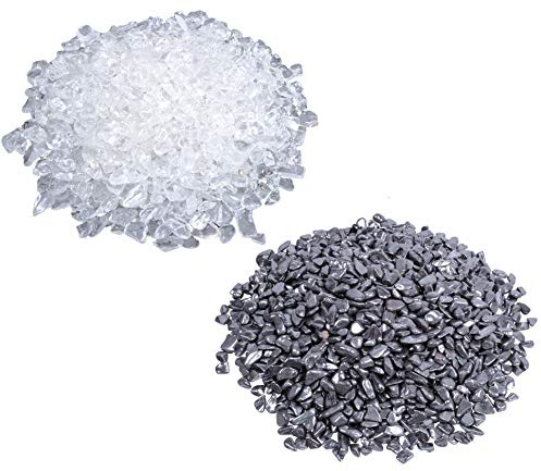 Ladesteine Bergkristall Entladesteine Hämatit Mini Trommelsteine 1 kg | Zum Aufladen & Entladen von Heilsteinen | Je 500 g Bergkristall & Hämatit