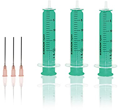 Horn Medical Spritzen-Set für Hobby & Heimwerken, mit stumpfen Nadeln, 3er Set (3x 20 ml Spritze & 3x Kanüle)