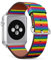 Armband für Apple Watch, 38 mm und 40 mm, Leder, mit Edelstahlverschluss und Adaptern, Regenbogengestreift LGBT