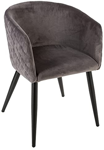 Atmosphera - Fauteuil Marlo Gris foncé en Velours