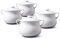 WM Bartleet & Sons 1750 TSET119 Juego de 4 Cuencos Individuales de Porcelana Tradicional con Tapa para Sopa y guiso de Cebolla Francesa con Asas, 500 ml, Color Blanco