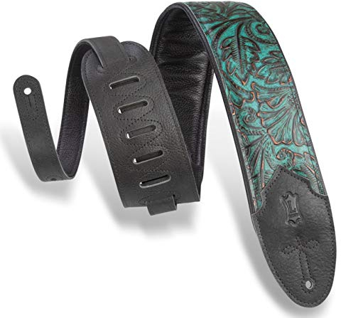 Levy's Leathers Sundance Series Gitarrengurt aus geprägtem Leder | Breite 7,6 cm | Farbe Türkis | (M4WP-001)