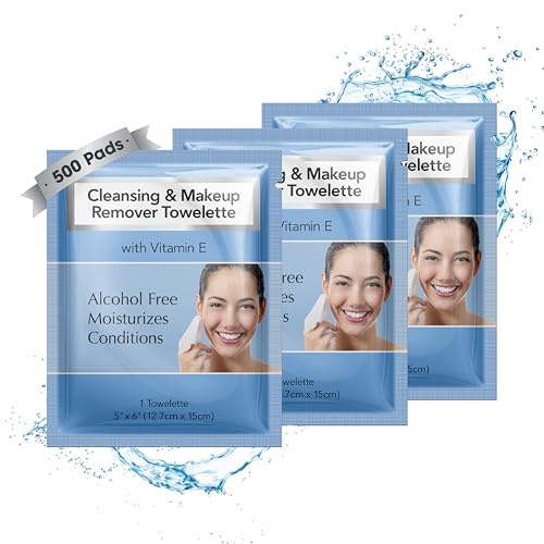 Diamond Wipes Face Cleansing and Waterproof Makeup Remover Wipes, Case of 500 Wipes, Alcohol Free Wipes with Vitamin E