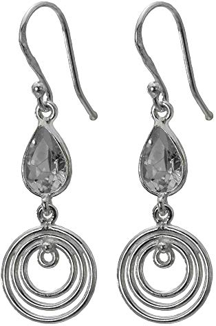 I-be 390724/3K - Pendientes de cristal de roca facetado con piedras preciosas (plata 925, longitud total 4,3 cm, en estuche de regalo)