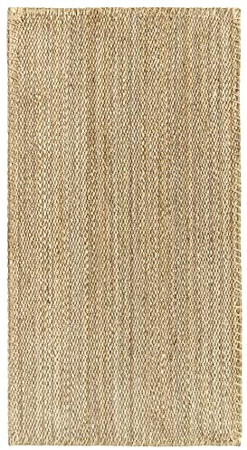 HAMID - Jute Teppich, Granada Teppich 100% Natürliche Jutefaser Handgewebt, Weicher Teppich und Hohe Festigkeit für Wohnzimmer, Esszimmer, Schlafzimmer, Flurteppich - Natürlich (150x80cm)