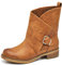 IF Fashion Scarpe da Donna Stivali Stivaletti alla Caviglia Biker Fibbie Anfibi Primaverili Estivi 630 Camel N.37
