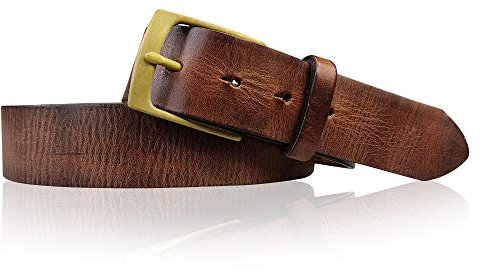 FRONHOFER Best Patina® hochwertiger 4 cm Vintage Ledergürtel, massive Messingschnalle, 18668