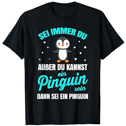 Pinguin Nachthemd Sprüche Kinder Geschenk Vogel T-Shirt Schwarz Unisex-Kinder, Unisex-Erwachsene Kurzarm Polo Klassische Passform Tierdruck Casual Penguin Print T-Shirt