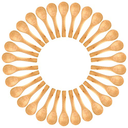 Small Wooden Spoons 50 PCS Mini Wooden Spoons for Body Scrubs/Sugar Scrubs/Spices/Ice Cream/Bath Salts, 3.93inch Little Wooden Spoon