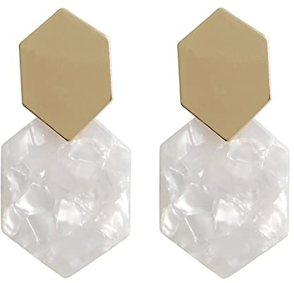 hcma Bohemian Fashion New Hexagonal Geometrische Acryl Anhänger Acetat Lange Hochzeitsschmuck Tropfen Ohrstecker Für Frauen