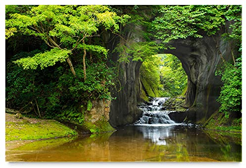 BilderKing Wandbild Wasserfall Nomizo Falls Japan - 120cm x 80cm Acrylglas 5mm + Rückrahmen