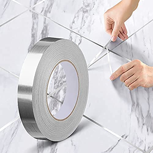 Keramikfliesen Zierleiste Selbstklebend Bodenband Dichtband Dichtungsstreifen,Dichtungsbänder Wasserdicht Schönheitsnaht Zierleisten (1*(2cm*50m),Silber)