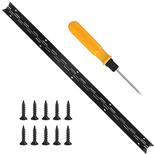 1 Pcs Metal Hinge, Piano Hinge, 38CM Chrome-Plated Long Hinge Thick Iron Black Furniture Hinge with 1 Screwdriver and Free 10 Screws, Suitable for Pianos, Cabinet Doors