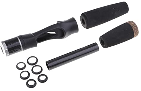 SM SunniMix Angelruten Korkgriff mit Rollenhalter Set Rutenbau Und Reparaturmodell, Schwarz 2