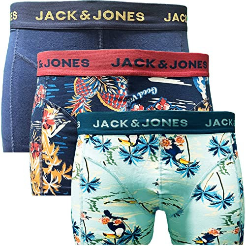 JACK & JONES Trunks 3er Pack Boxershorts Boxer Short Unterhose Mehrpack (S, 46)