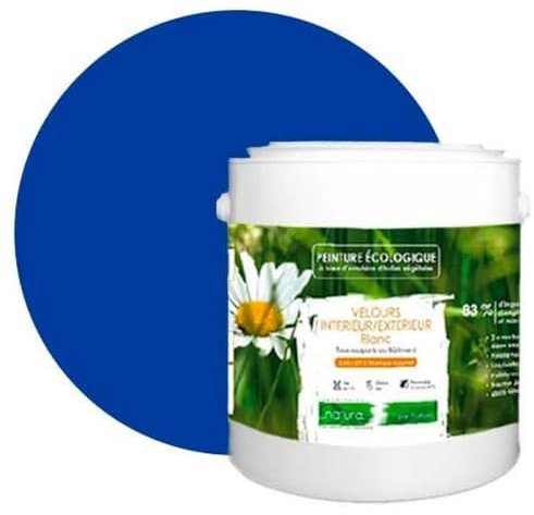 BOX DECO COULEURS Pintura natural ecológica interior exterior aspecto terciopelo Natura – 2,5 L, azul eléctrico