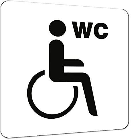 Aufkleber - Piktogramm WC Behinderte/barrierefrei mit Text WC, Folie, 160x160 mm