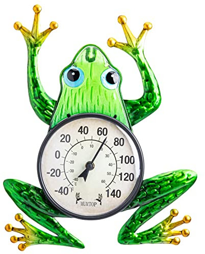 MUMTOP Außenthermometer für Terrasse – Innen- und Außenthermometer, Frosch-Wandthermometer, kabellos, für Garten, Heimdekoration