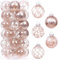 Sea Team 60 mm/2.36 Set di ornamenti per palline di Natale in plastica trasparente infrangibile con pittura glitterata, palline di cristallo trasparenti, trasparenti (30 pezzi, oro rosa)
