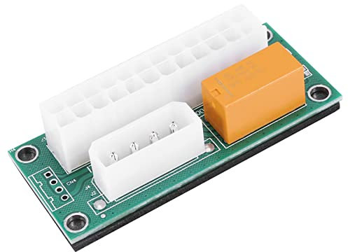 WANGCL ATX 24Pin to Molex 4Pin Dual PSU Power Supply Sync Starter Extender Cable Card for BTC Miner Machine（Green）