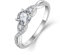 FJ Engagement Ring for Women 18K White Gold Plated 925 Sterling Silver Promise Ring Anniversary Wedding Proposal Ring Eternity Ring for Her (Size T)