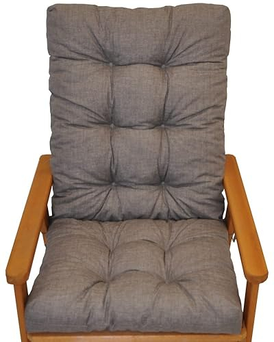 Rattani Polster für Gartenstuhl, Hochlehner Auflage Sylva, Hochlehner Auflage, Gr. 115 x 50 cm, Colore Grigio (dunkel grau)