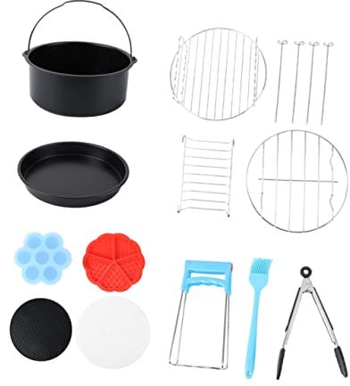 YARNOW 1 Ensemble 12 Pièces Accessoires De Friteuse à Air Cuisson à La Friteuse à Air Accessoires Pour Autocuiseur Raccords D'air Friteuse Air Fryer Corbeille Acier Inoxydable Universel